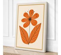 Single Bloom in Burnt Orange Canvas Wall Art Print 18x12 Inch