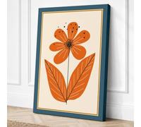 Single Bloom in Burnt Orange Canvas Wall Art Print 24x16 Inch