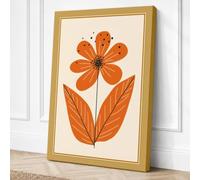 Single Bloom in Burnt Orange Canvas Wall Art Print 36x24 Inch