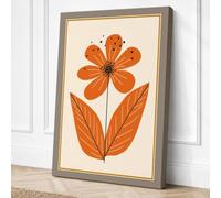 Single Bloom in Burnt Orange Canvas Wall Art Print 36x24 Inch