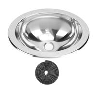 Single Bowl Bar Sink Stainless Steel Round Oval Kitchen Sink with 40mm Drain Hole for RV Boat Caravan Bathroom Polished 340x270x120mm