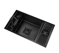Single Bowl Black Embedded Stainless Steel Sink Hidden Sink Of RV Commercial Restaurant Dessert Shop Bar Sink Kitchen Single Bowl Sink (Color : Black, Size : 55 * 32 * 23cm)