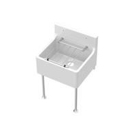 Balterley Utility Sink with Grill and Legs, Fireclay Ceramic Cleaner Sinks, Traditional Wall Mounted Small Splashback Utility Outdoor Sink Unit for Garage and Laundry - 455 x 396 x 362mm (White)