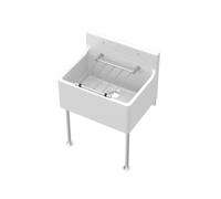 Balterley Utility Sink with Grill and Legs, Fireclay Ceramic Cleaner Sinks, Traditional Wall Mounted Mid Splashback Utility Outdoor Sink Unit for Garage and Laundry - 515 x 393 x 382mm (White)