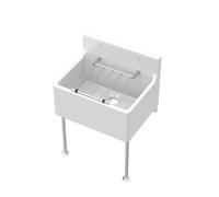 Single Bowl Fireclay Cleaner Sink with Grill & Legs, 515mm x 382mm x 393mm - White/Chrome - Balterley
