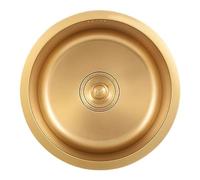 Single Bowl Gold Stainless Steel HYJAUSXB Small Round Home Kitchen RV Bar with Accessories (Color : Gold, Size 36cm)