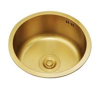 Single Bowl Gold Stainless Steel Round Sink Bar Balcony Mini Small Size Single Slot Under-counter Vegetable Washing Water Pool Kitchen Sink (Color : Gold, Size : 28 * 28 * 20cm)