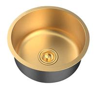 Single Bowl Gold Stainless Steel Sink Small Round Sink Home Kitchen Sink RV Bar Sink Housewarming And New Sink ( Color : Gold , Size : 36*36*21cm )