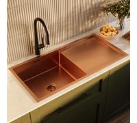 Single Bowl Inset Copper Stainless Steel Kitchen Sink with Reversible Drainer - Enza Tamara