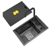 Single Bowl Kitchen Bar Space-saving Invisible Sink RV Single Bowl Sink With Cover Small Embedded Siphon Sink Stainless Steel Countertop Basin