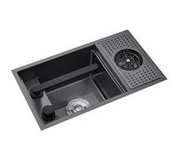Single Bowl Stainless Steel Kitchen Sink With Lift Faucet Cover For Bar Counter Restaurant Commercial-Grade Single Bowl Washing Basin Concealed Installation(70 * 40 * 23cm)