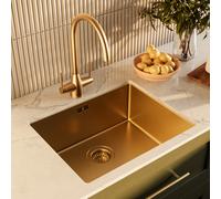 Single Bowl Undermount Brass Stainless Steel Kitchen Sink - Enza Tamara