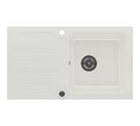 Single Bowl White Inset Granite Composite Kitchen Sink with Reversible Drainer - Enza Laurie