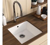 Single Bowl White Inset Granite Composite Kitchen Sink with Waste Kit - Enza Eden
