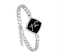 Single Bracelet- Long Distance Touch Bracelets Jewelry, Remote Smart Love Bracelet,Send SOS SMS Relationship Bracelets constellations Leo for Couples Lovers Friends Valentine's Day Gifts Silver
