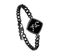 Single Bracelet- Long Distance Touch Bracelets Jewelry, Remote Smart Love Bracelet,Send SOS SMS Relationship Bracelets constellations Leo for Couples Lovers Friends Valentine's Day Gifts Black