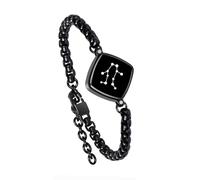 Single Bracelet- Long Distance Touch Bracelets Jewelry, Remote Smart Love Bracelet,Send SOS SMS Relationship Bracelets constellations Gemini for Couples Lovers Friends Valentine's Day Gifts Black