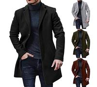 Single Breasted Trench Mens Mens Winter Overcoat Slim Fit Padded Trench Coat Casual Warm Overcoat Notched Collar Long Peacoat Dress Business Pea Coat Fall Windbreaker Overcoat