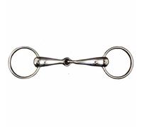 Single broken stainless steel snaffle bit with large barrels Tattini