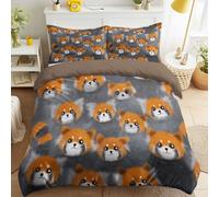 Single Brown Reversible Duvet Cover Red Panda Fur Machine Washable Bedding Cartoon Cute Decorative Bedding Animals dreamy friendly Ultra-soft for Children & Adults