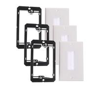 Single Brush Wall Plate Flush Mount Abs Black 1 Gang 3pcs