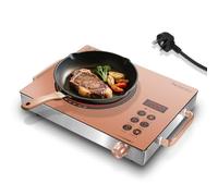 Single Burner Electric Hob, Portable Ceramic Stove, 220V with Plug, Knob & Touch Control, Countertop, Timer & Safety Lock, 2000W Kitchen Cooking Hob(Orange)