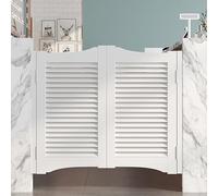 Single Cafe Door Swinging Door Wooden, Louvered Half Door Heavy Duty, Internal Double Action Saloon Swing Doors Western Style Decor White-W135×H90cm(Double Door)