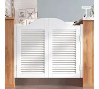 Single Cafe Door Swinging Door Wooden, Louvered Half Door Heavy Duty, Internal Double Action Saloon Swing Doors Western Style Decor White-W80×H90cm(Double Door)