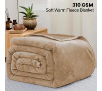 (Single , Camel Blanket) Fleece Blankets Throw Thick Warm Super Soft Bed Sofa Travel Large Faux Fur Mink Blanket Double & King