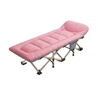 Single Camp Beds for Adults,Portable Travel folding bed Person Nap,Simple Hospital Lounge Chair,Outdoor Marching Recliner(Pink)