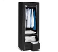 Single Canvas Wardrobe with 2 Drawers and Hanging Rail 160 x 59 x 43CM