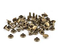 Single Cap Antique Bronze Color Metal Rivets 7 mm | 100 Sets 7 mm = 0,28 inch Single Cap Antique Bronze Color Round Tubular Metal Rapid Rivet Stud