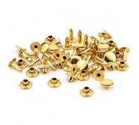 Single Cap Gold Color Metal Rivets 9 mm | 100 Sets 9 mm = 0.35 inch Single Cap Gold Color Round Tubular Metal Rapid Rivet Stud