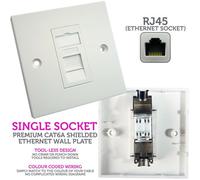 Single Cat6A Shielded Wall Plate Tool Less Rj45 Ethernet Network Socket Outlet