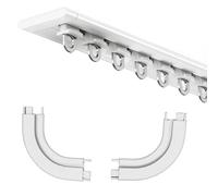 Single Ceiling Track Curtain Rods With 90 Degree Corner Bends For Bed Room Bay Windows, 5.9mm Ultra-Thin Aluminum Alloy Curtain Rails(White,2m(2 * 1m))