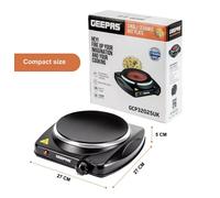 Geepas Single Ceramic Hot Plate, 1200W - Portable Infrared Electric Hob Cooker - Table Top Single Burner Cooktop, Adjustable Temperature, Overheat - Great to use at Campsites Caravans - 1200W, Black