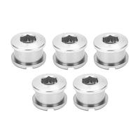 Single Chainring Bolts Crankset Nuts Ultra Light Durable Aluminum Alloy Chain Wheel Screws for Mountain Bike Road Bike Fixed Gear Bike 5pcs (Silver)