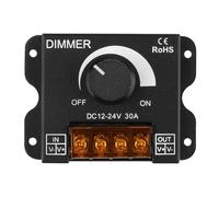 Single channel LED dimmer switch with rotary knob for smooth brightness control, compatible with 12V 24V LED strip lights, featuring aluminum housing for heat dissipation
