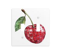 Single Cherry Disco Ball Watercolor Double Gang Toggle Light Cover Wall Plate Switch Decor Standard Size - 11.4x11.4cm
