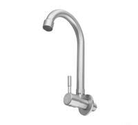 Single Cold Water Tap Wall Mounted Kitchen Sink Faucet Featuring Smooth Handle And 360 Rotation For Easy For Access Silver 304 Stainless Steel Big Bend Pipe Size M(S)