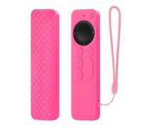 Single-Color Remote Protector Silicone Soft Case for Appl-e TV 6/7 Remote Prevent Scratches with Drop Protection-Transparent with Silver Edge- Living Room/Bedroom Use (Luminous Pink)