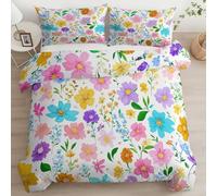 Single Colorful Duvet Cover, Soft Anti-Allergy Beautiful Bright Cute Flowers Printed Bedding Set Brushed Microfiber Duvet Covers with zipper - 135 x 200 cm Suitable for family couple children