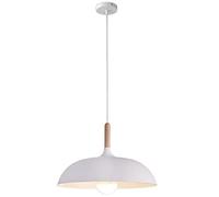 Single Coloured Chandelier Vintage Pendant Light W/Oak Wood and Iron Finish Lampshade Decorative Bar Project Lighting, Dining Room,Bar, with 47.2in Rope