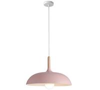 Single Coloured Chandelier Vintage Pendant Light W/Oak Wood and Iron Finish Lampshade Decorative Bar Project Lighting, Dining Room,Bar, with 47.2in Rope