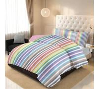 Single Coverless Duvet 7.5 Tog Rainbow Stripe Warm Soft Quilt