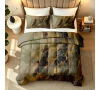 Single Coverless Duvet Set Summer Golden Eagle Bedroom Decor