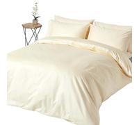 Egyptian Cotton Duvet Cover with Pillowcase 1000 TC Homescapes Cream Single