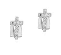 Single Cross Inlay Grill Teeth Jewelry, 18K Plated Gold Finish, for Men and Women Comfortable Fit Zircon Caps(Silver)