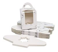 Single Cupcake Boxes with Window & 1 Hole Insert, Marble Pattern, 24 Pack | for Bridal Showers, Weddings, Birthday Parties