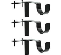 Single Curtain Rod Brackets, Homeowners Window Drapery Pole Holders | Top Nail Tap Mounting, Heavy Duty Metal | Bedroom Living Room Kitchen | Three Piece Support Hangers, Easy Installation